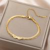 Angel Wing Charm Bracelet for Women Stainless Steel Gold Double Layer Snake Chain Bracelets Trendy Jewelry