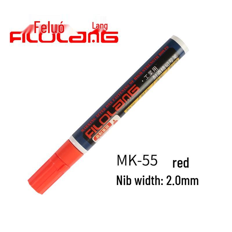 Feiluoan MK-55 Industrial Waterproof Quick-Drying Alcohol-Resistant Steel Oil-Based Marker, Broad Tip красный