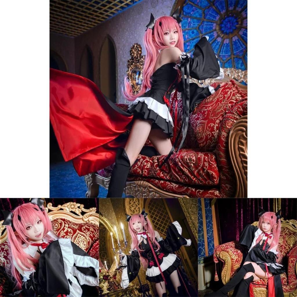 Елегантна сукня для косплею вампіра Крул Тепеш з аніме «Сераф кінця» чорного кольору