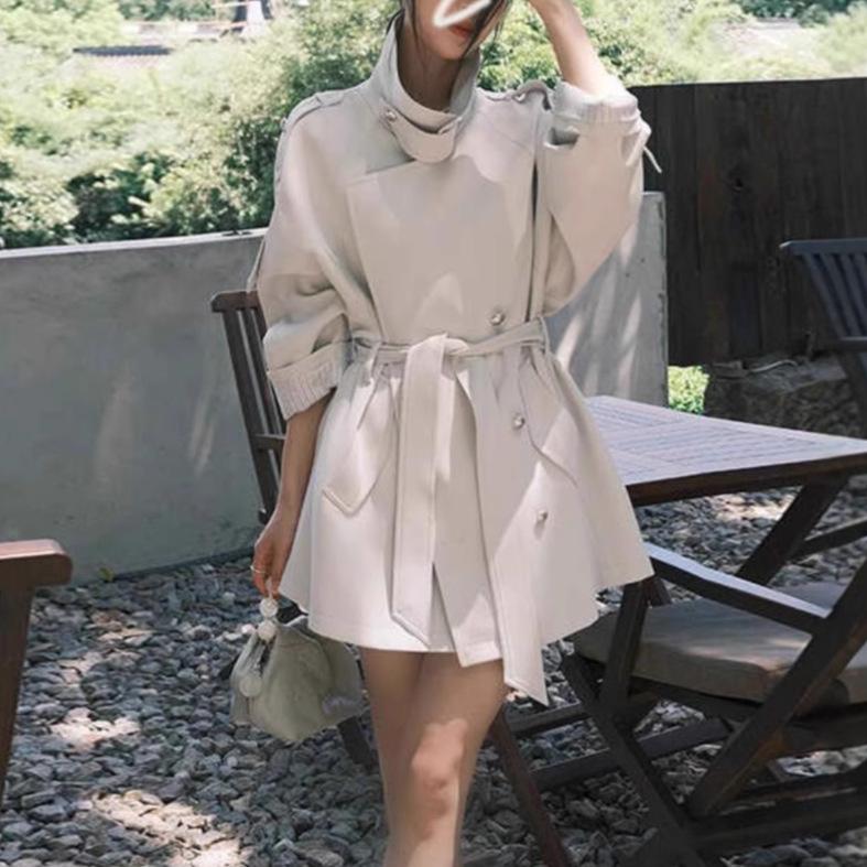 

Off-white trench coat women s medium and long spring and autumn new double-breasted temperament small temperament trench coat women XL