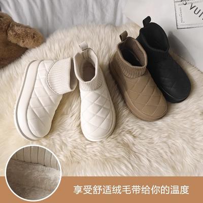 Soft Leather Version~ Thick-soled Snow Boots Women's Winter 2025 New Piled Thickened Waterproof Boots Heightening Bread Cotton Shoes
