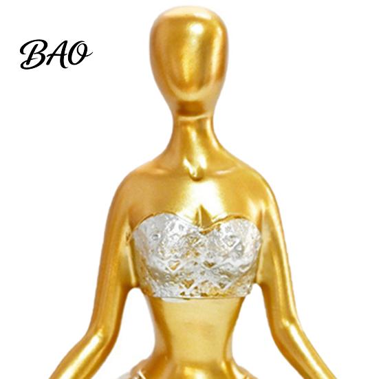 Living Room Yoga Decor Meditation Lady Statue, Modern Pose Women Figurine, Zen Hand-carved Figure Female Sculpture for Office, Room, Desktop