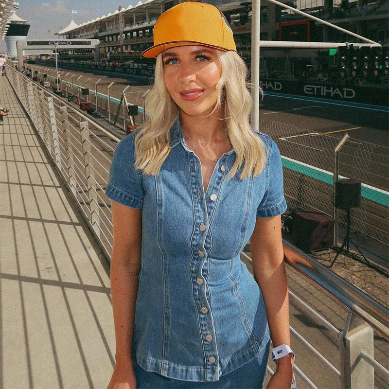 Women Single-breasted Splice Short Sleeve Jackets Slim Fit Denim Two Piece Sets Straight Wrap Hip Ultra Short Skirt Female Suits