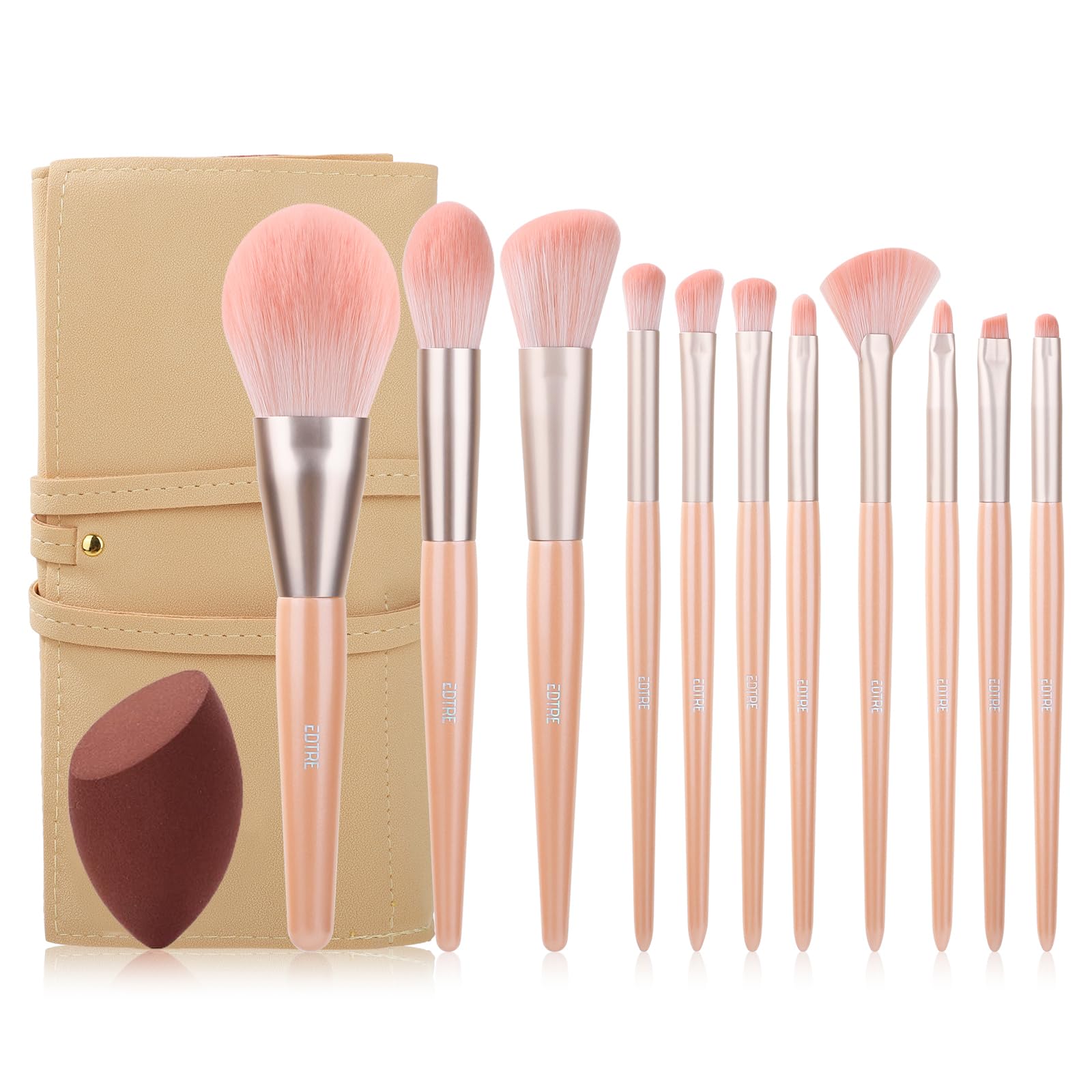 

by professional makeup EDTRE makeup brush set of popular and not too hard or too makeup makeup brush makeup PU leather pouch makeup sponge puff
