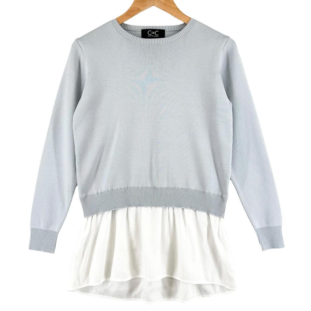 COUP DE CHANCE Plain Long Sleeve Knit Light Blue Women 34 Docking Pro Over Used