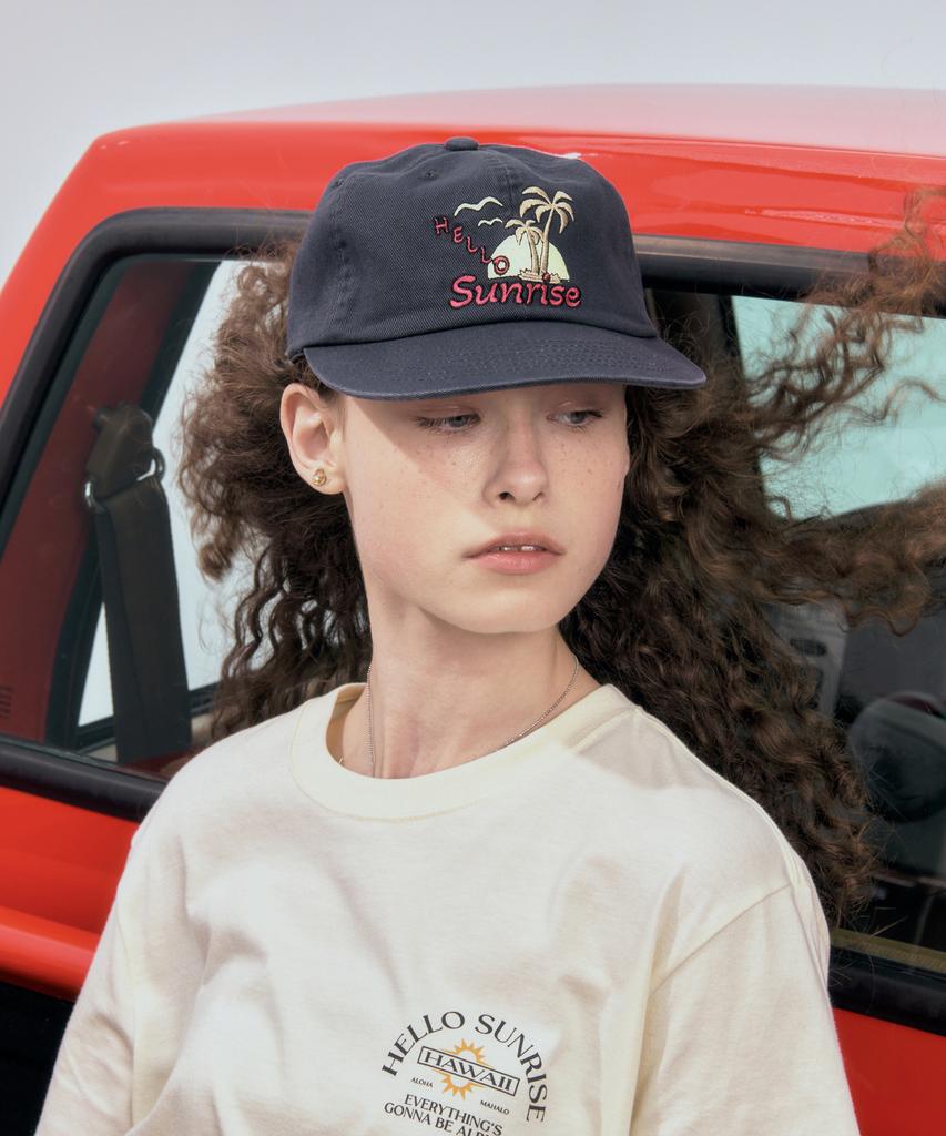 HELLO SUNRISE Palm Tree Logo 6Panel Cap_Charcoal