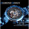 WINNER Men's Fashion Casual Cutout Blue Dial Automatic Mechanical Watch