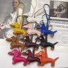 Leather Sausage Dog Charm: Cute Puppy Pendant for Women's Handbag, Trendy Keychain Accessory