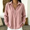 2026 Relaxed Fit Corduroy Long Sleeve Top Casual Vintage Style Loose V Neck