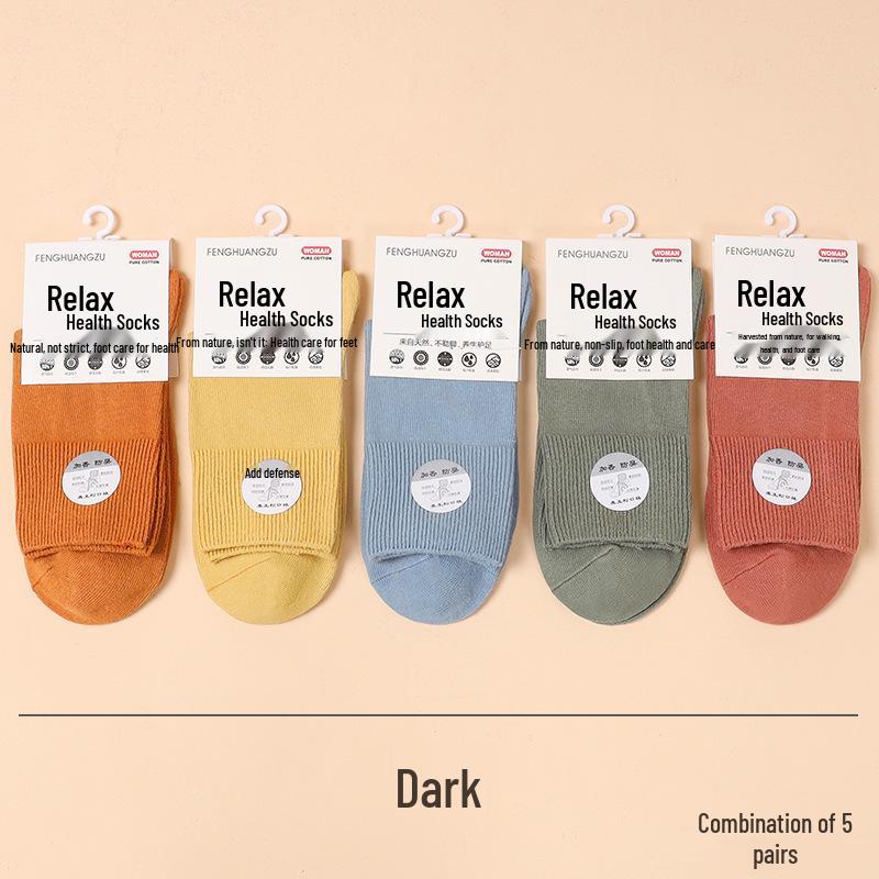 Women's Loose Fit Postpartum Socks: Non-Constricting, Double-Needle, Odor-Resistant, Sweat-Absorbing, Mid-Calf for Swollen Feet, All-Season.