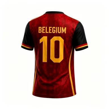 T-shirt Grafica Personalizzata da Uomo Numero 10 Belgio, Colori Bandiera Belga T-shirt Casual Sportiva per Fan