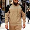 Men S Loose Color Block Hooded Sweatshirt Casual Pullover Jacket