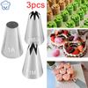 3pcs Flower Round Cake Cream Decoration Tips Pastry Tools Stainless Steel Piping Icing Nozzle Cupcake Head Dessert Decorators