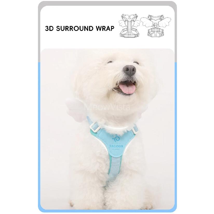 Luxurious Angel Wings Puppy Harness Set Lightweight Adjustable POM Buckle Pet Vest Chest Strap for Small Dog Cat Daily Walking