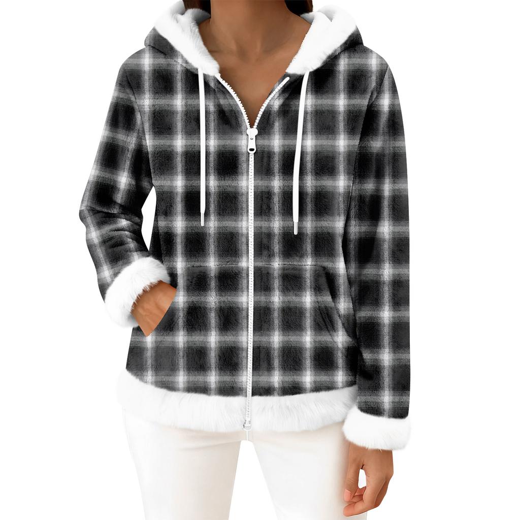 Moteriškas kasdienis madingas ilgomis rankovėmis užsegamas vilnos kardiganas su gobtuvu