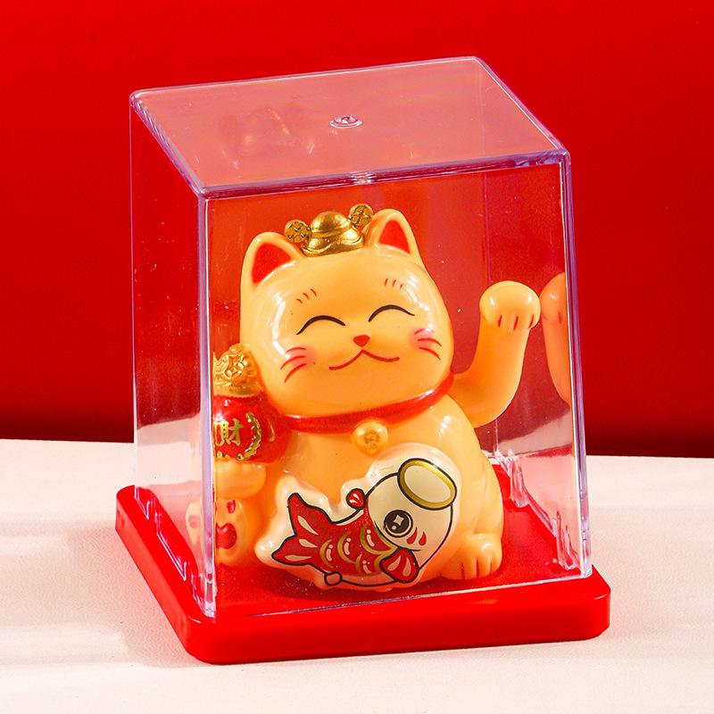 Gatto Portafortuna Solare Che Saluta Automaticamente Gatto Ricco Decorazione Desktop Casa Bancone Cassa Ornamento per Auto