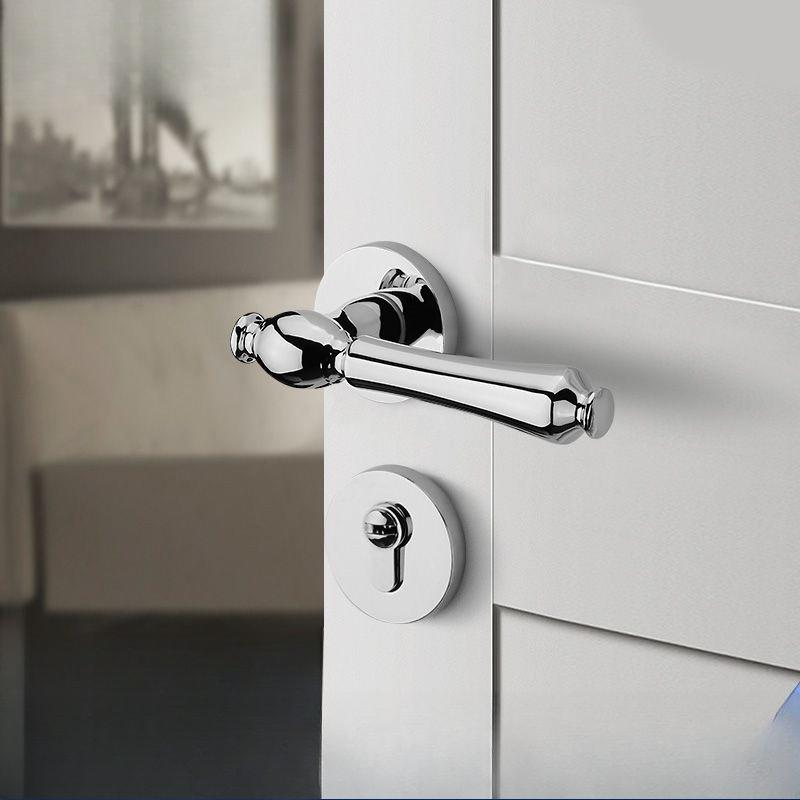 Bright Silver Indoor Silent Door Lock Nordic Light Luxury Bedroom Split Door Handle Lock