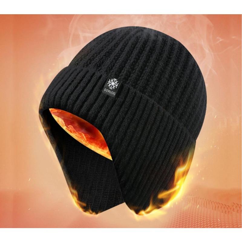 Middle And The Elderly Ear Protector Cold Hat Winter Fleece Thickened Men'S Warm With Brim Knitted Wool Hat Foreign Trade