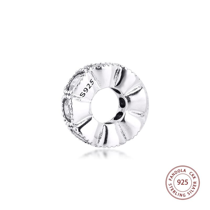 Echte 925 Sterling Silber Clear CZ Verführerische Kissen Spacer Charms Perlen Passt Original Armband DIY Schmuck Machen Zubehör