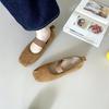 Leather single shoes women's shoes flat 2025 new retro soft-soled grandma shoes one-word elastic band square head Mary Jane shoes
