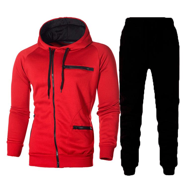Men's Solid Sporty Jacquard Fleece Hoodie Set