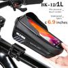 WILD MAN Bike Bag 2L Frame Front Tube Cycling Bag Bicycle Waterproof Phone Case Holder 7.4 Inches Touch Screen Bag