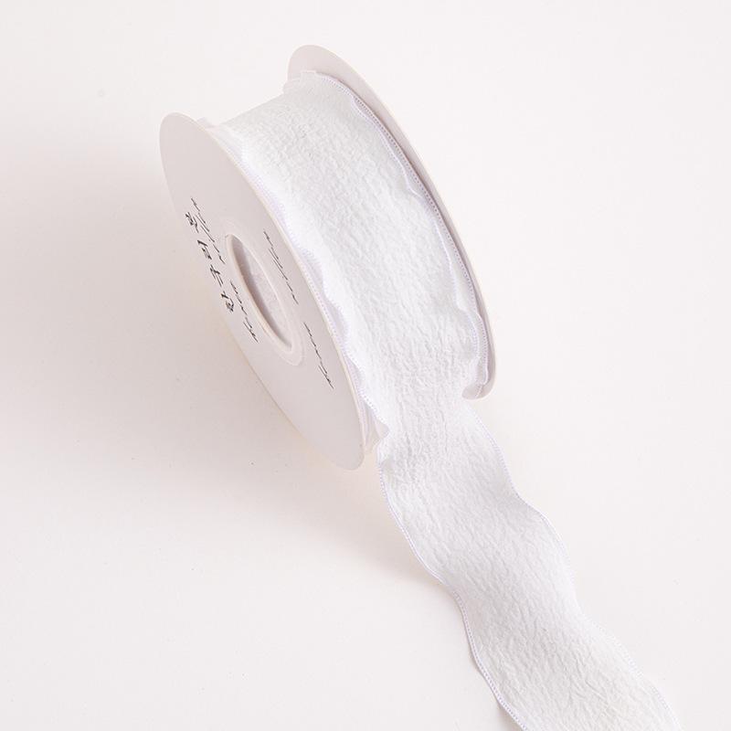 1roll Boho Chic Pleated Ribbon with Lotus Leaf Edge Fabric Gift Wrap Tie for Holiday Decorations, Perfect for Christmas