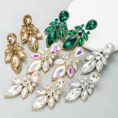 Brinco feminino premium festa super flash e liga geométrica brincos de cristal de vidro