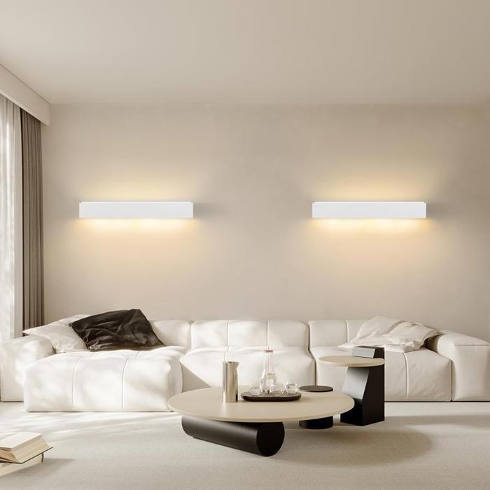 Applique murale d'intérieur - NETTLIFE - G9 - Blanc plâtre - Design moderne haut et bas - 52 cm