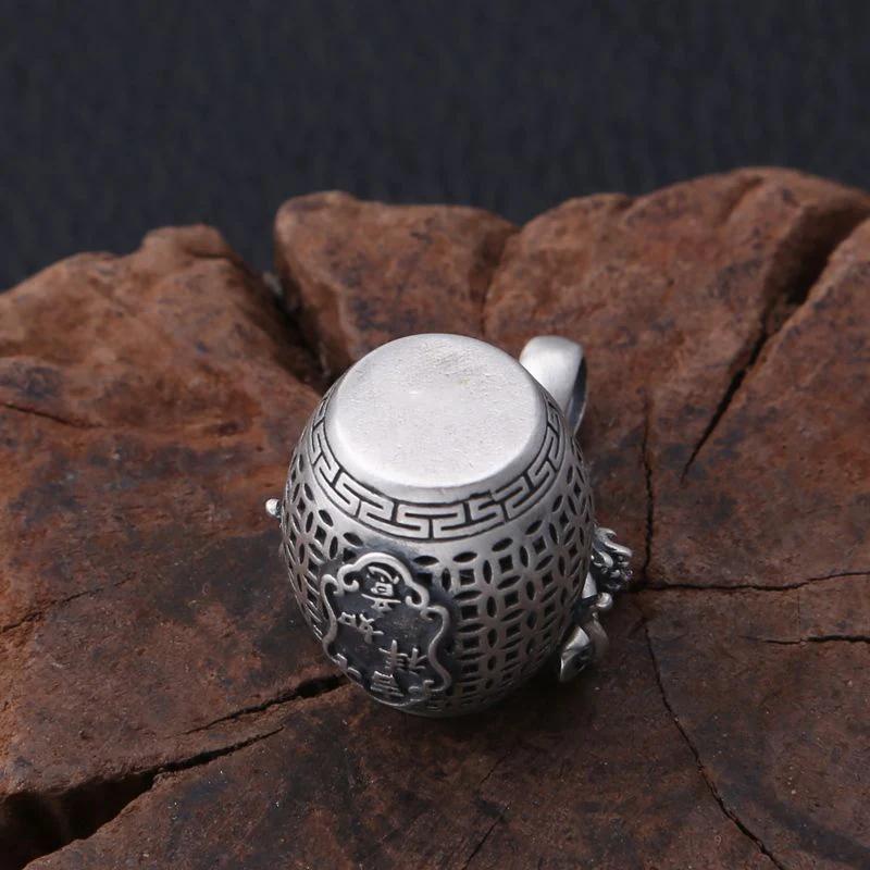 Opened Retro Creative Hollow Out Copper Coin Pendant Double Dragon Head Handle Necklace For Men And Women Jewelry