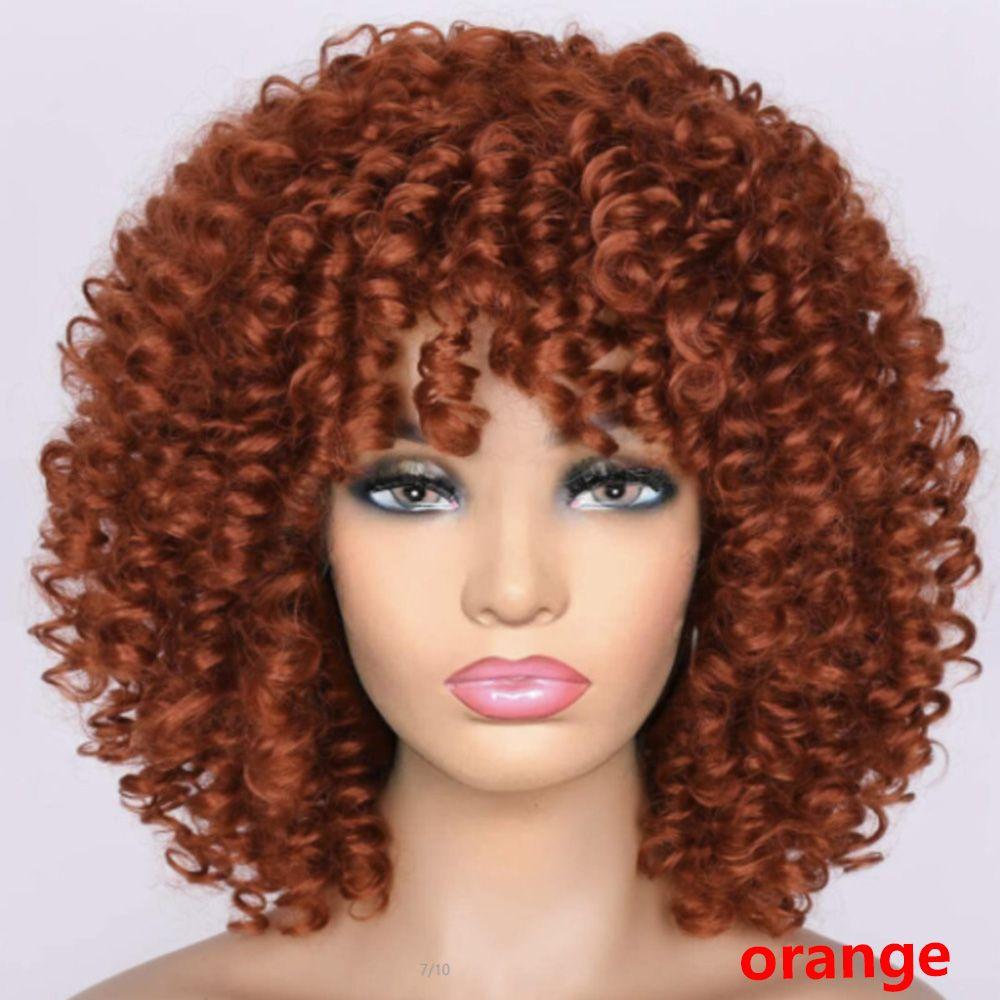 Short Wig Afro Kinky Curly Synthetic Wigs for Women's Fashion Full Wig With Bangs African Women Hair Wig Brazilian Fancy Cosplay