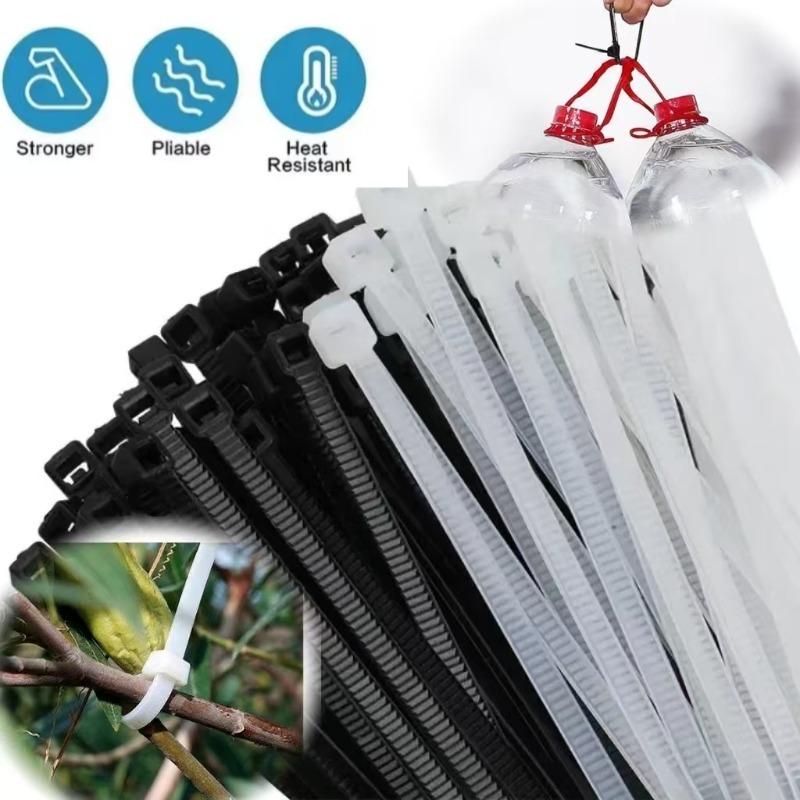 100-2000Pcs Plastic Nylon Cable Ties Self-locking Cord Ties Straps Adjustable Cables Fastening Loop Home Office Wire Zip Ties