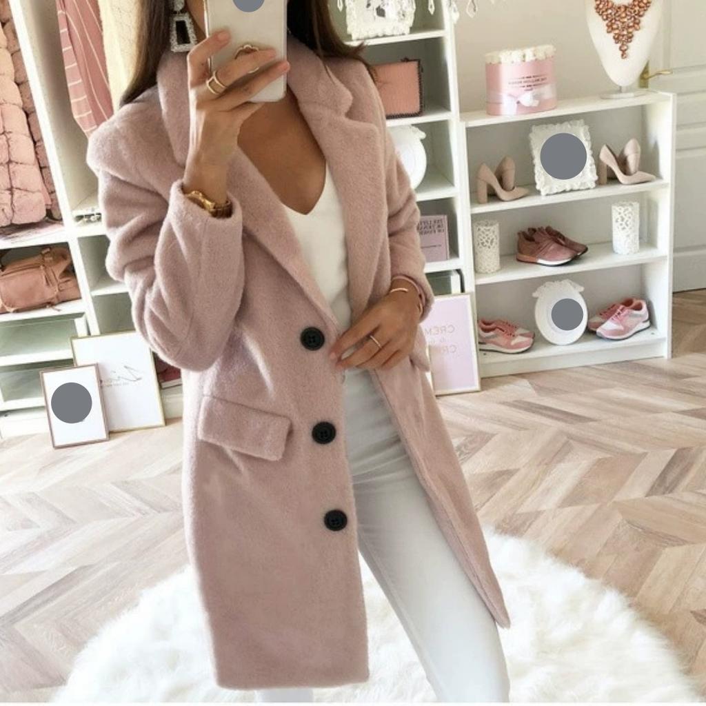 Autumn Solid Color Mid-length Double-breasted Woolen Coat Women's Casual Coat