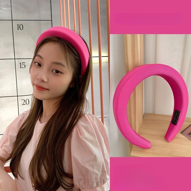 Candy-Colored Heightening Sponge Wide-Brimmed Headband Korean Version Candy-Colored Face Wash Hairband Women's Hair Accessories