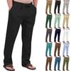 Herren Freizeit Atmungsaktive Baumwoll-Leinen Kordelzug Hose – Atmungsaktive Sommer Strandhose