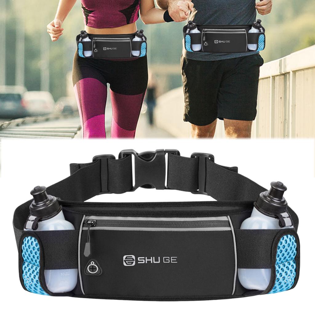 Running Belt with Bottles Fanny Pack with Adjustable Strap Cycling Bag for Running Walking Cycling