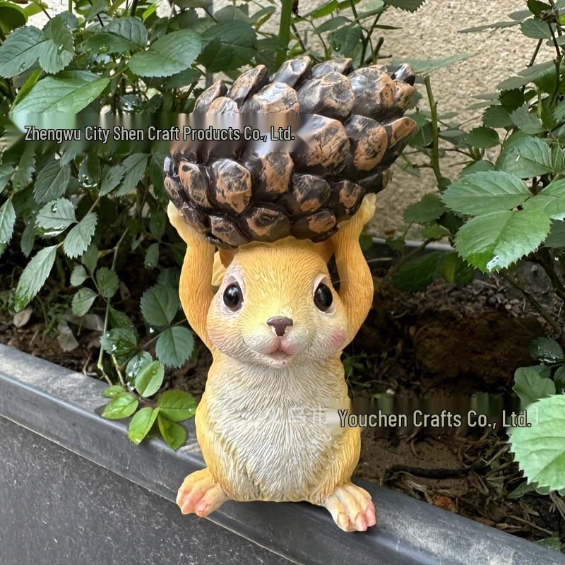 Creative Squirrel with Pinecone Ornament for Home, Garden, and Balcony Decor Cartoon Squirrel Ornament