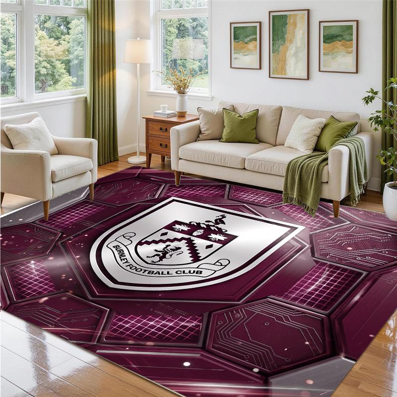 Burnley Football Design Crystal Velvet Rug Soft Decorative Mat for Bedroom Entrance