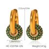 18K Gold Stainless Steel Earrings Zircon Round Hoop Pendant Ear Cuff Women's High-end Ear Jewelry