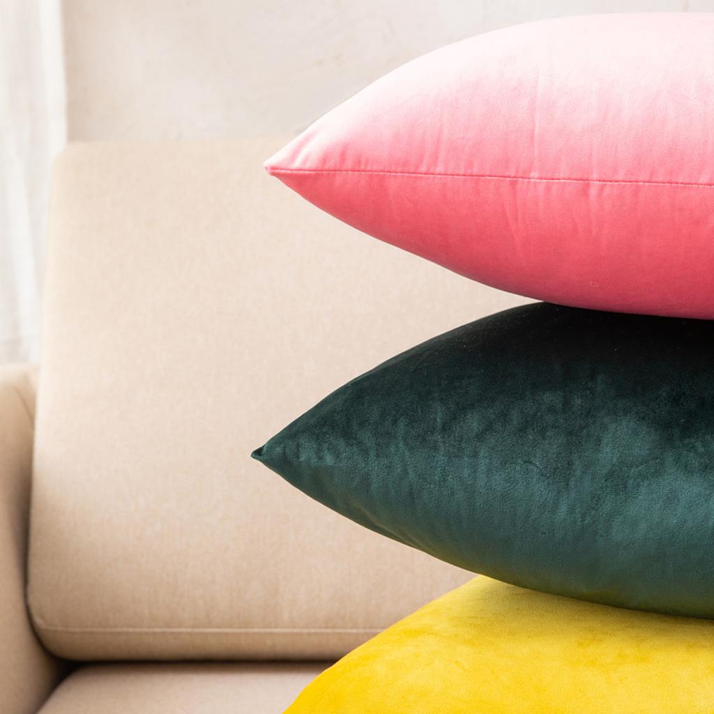 yellow crushed velvet cushions