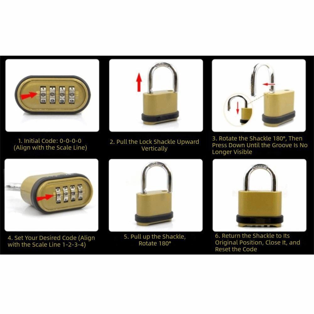 Waterproof Combination Padlock Zinc Alloy Security Padlock Smart Code Lock Fence Door Warehouse