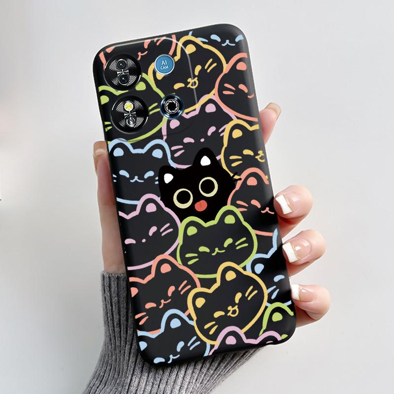 For Oukitel C57S C57 Pro Plus Ultra Case BLU J12 Back Cover Cute Love Heart Rabbit Black TPU Soft Silicone Protective Phone Case