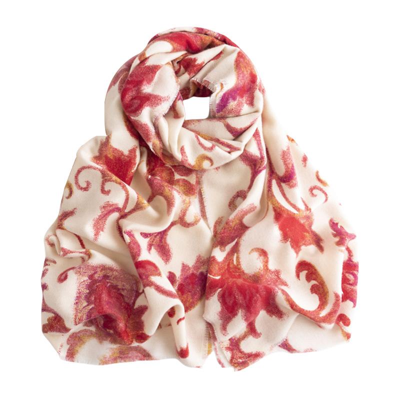 New Elegant and Stylish Printed Scarf  Faux Cashmere Scarf  Women's Floral Shawl  Fashionable Commuting Warm Scarf