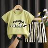 Summer Kids Toddler Short Sleeve Shorts Set With Cartoon Patterns For Boys And Girls