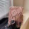 Handgefertigte Baumwollgewebte Gestrickte Quasten Umhängetasche Vintage Schulter Umhängetasche Damenmode Strand Sommer Handtaschen 2023 Tasche
