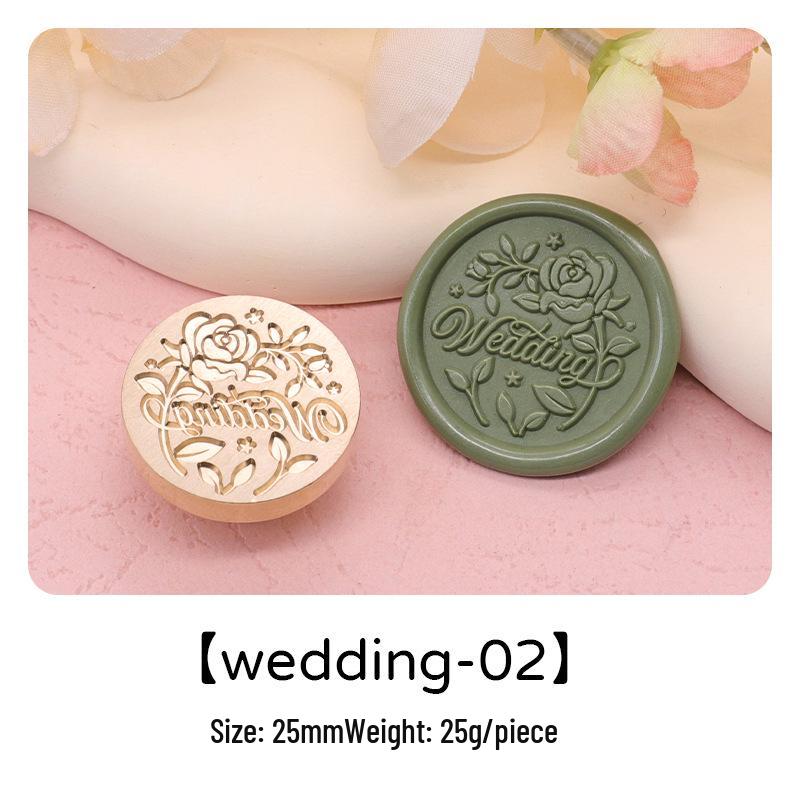 Wedding Series Round Wax Seal Stamp Head - Copper Handmade Letter Sealing