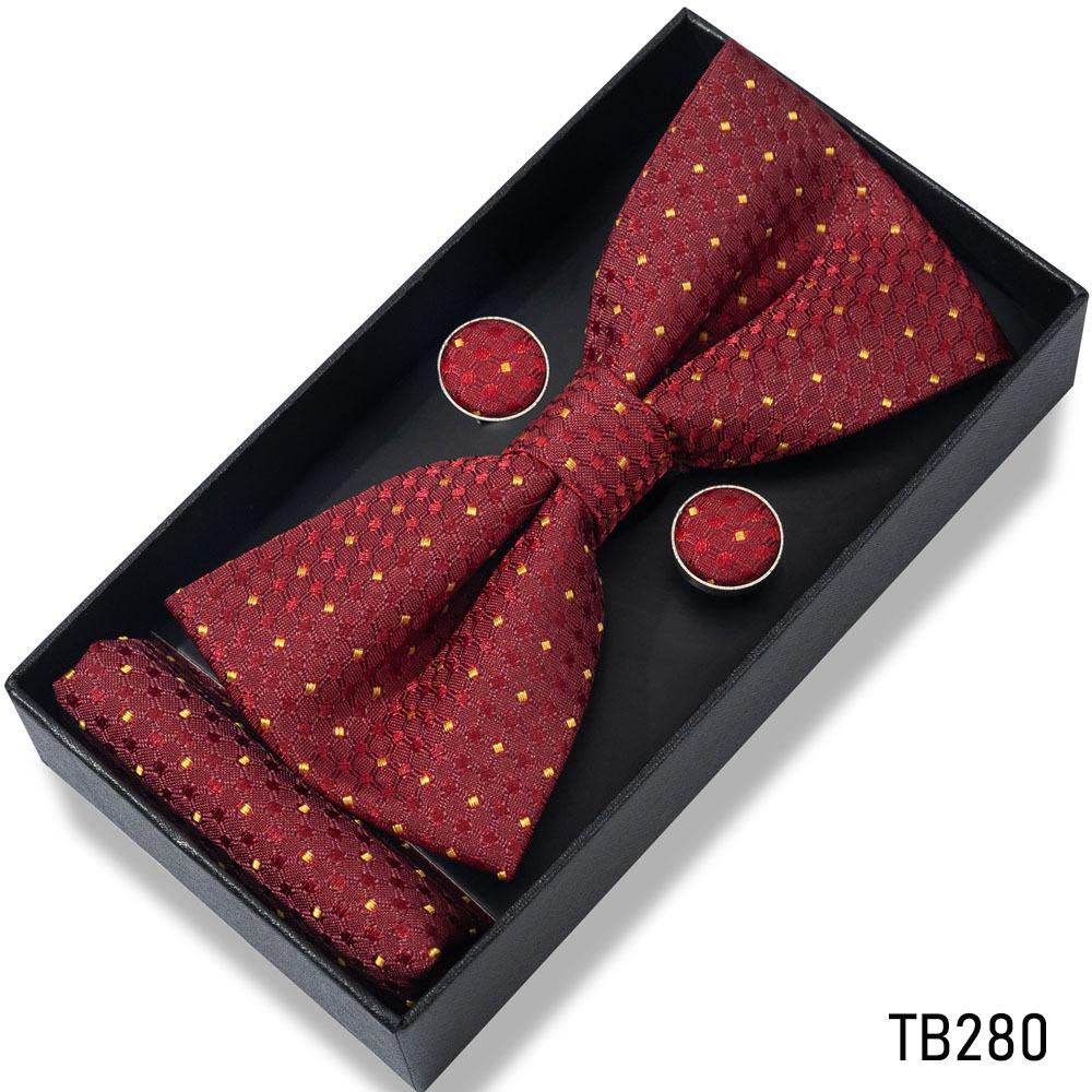 Classic Bowtie Bow Ties for Mens Butterfly Bowknot Pocket Square Cufflinks Suit Set Bussiness Accessories