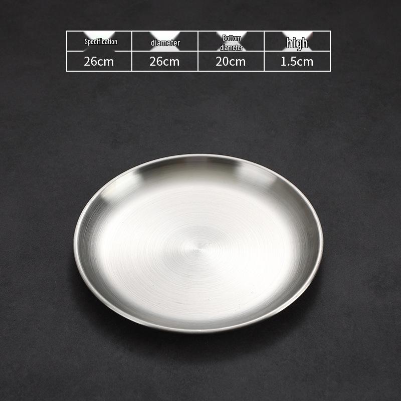 304 Stainless Steel Gold Korean BBQ & Dessert Plate, Flat-Bottom Fruit Tray