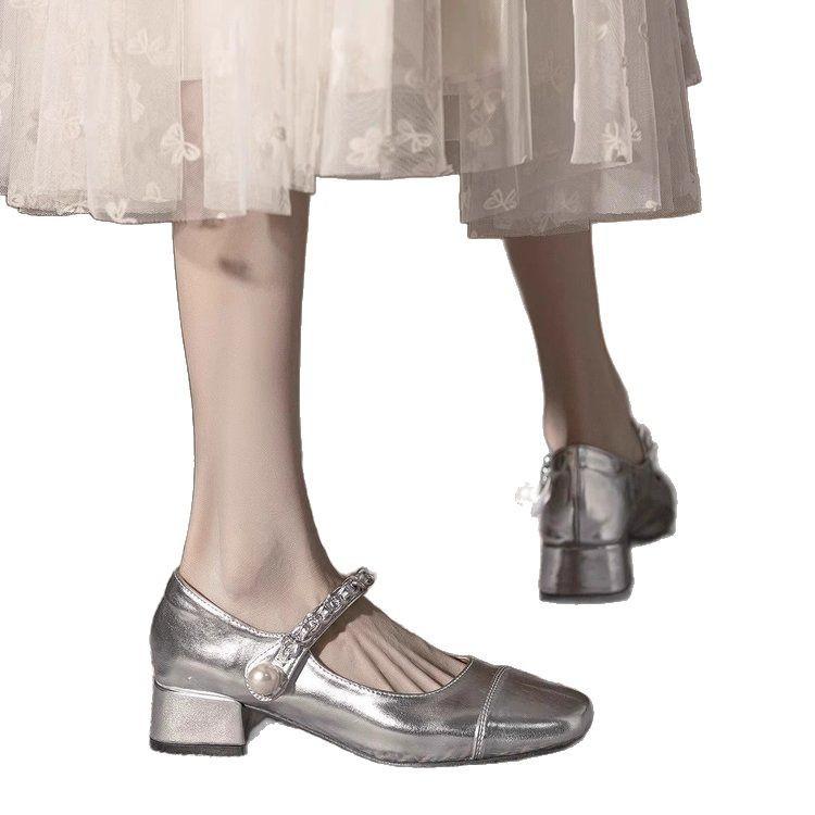 French light mouth small fragrant ballet shoes women's silver egg roll shoes women's flat beanie shoes light mouth single shoes princess shoes