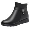Flat-bottomed non-slip short boots autumn and winter new fashion boots piled thickened cotton shoes soft leather Martin boots women's shoes